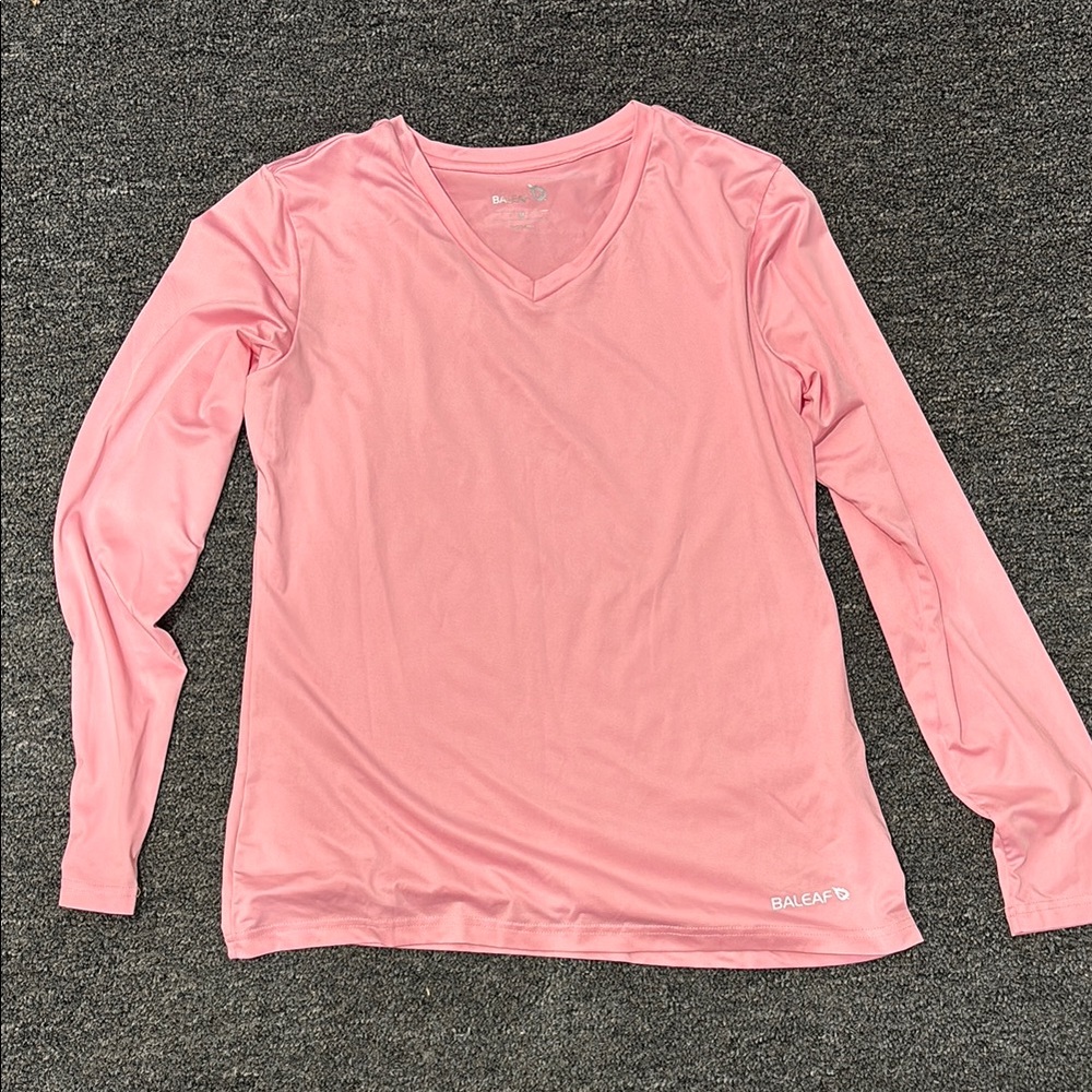 Baleaf Pink V-Neck Long Sleeve Shirt